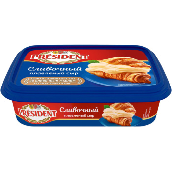 Сыр плавленый Президент Сливочный 45% БЗМЖ, 200г