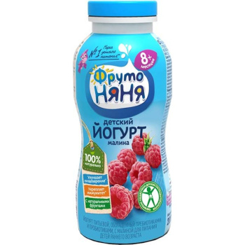 Йогурт питьевой ФрутоНяня для детского питания с малиной 2,5%, 200мл