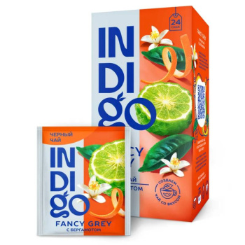 Чай чёрный с добавками Indigo Fancy Grey Бергамот, 24 пакетика