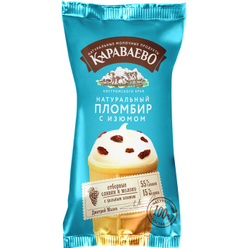 Мороженое Караваево пломбир с изюмом БЗМЖ, 70г 