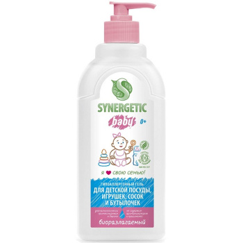 Средство для мытья посуды, сосок, бутылочек Синергетик с дозатором 0,5л