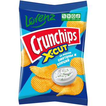 Чипсы картофельные Lorenz Crunchips X-Cut, со вкусом сметаны и специий, рифлёные, 70г