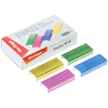 Скобы для степлера цветные №10 Berlingo 1000шт