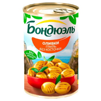 Оливки зеленые Бондюэль Гриль, без косточки, 300г