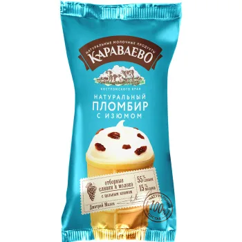 Мороженое Караваево пломбир с изюмом БЗМЖ, 70г 
