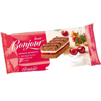 Пирожное бисквитное Бонжур Конти вкус миндально-вишневый 175г