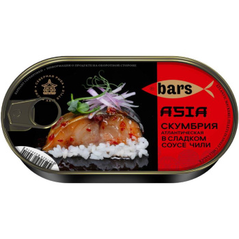 Скумбрия Барс атлантическая филе в сладком соусе чили, 175г