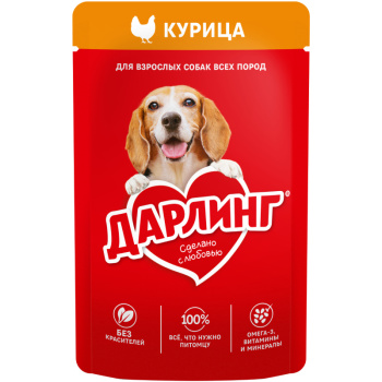 Влажный корм Дарлинг для собак курица в подливе, 75г