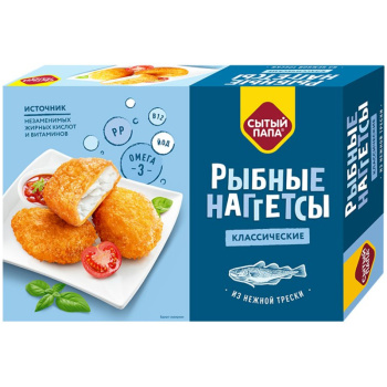 Наггетсы рыбные тресковые Сытый папа, 250г