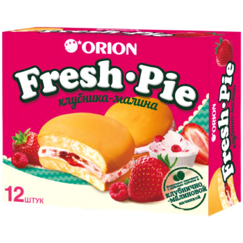 Пирожное бисквитное Orion Fresh Pie, клубника-малина, 300г