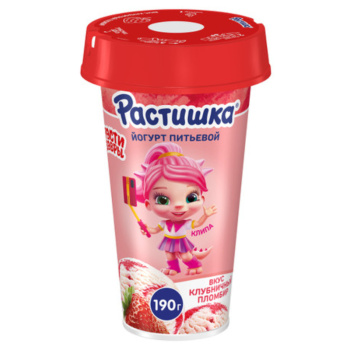 Йогурт Растишка питьевой клубника-пломбир 2,8% БЗМЖ, 190г