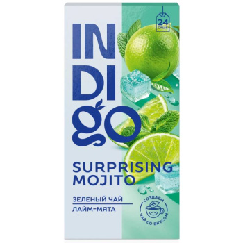 Чай зелёный с добавками Indigo Surprising Mojito Лайм-Мята, 24 пакетика