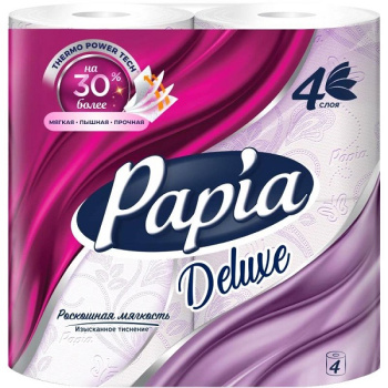 Туалетная бумага PAPIA DELUXE 4сл 4шт Белая