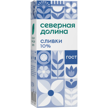 Сливки Северная Долина ультрапастеризованные 10% БЗМЖ 200г