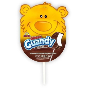 Маршмеллоу Guandy, Мишка в шоколаде на палочке, 30г 