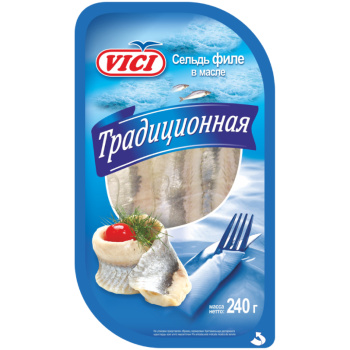 Сельдь Традиционная филе в масле VICI, 240г