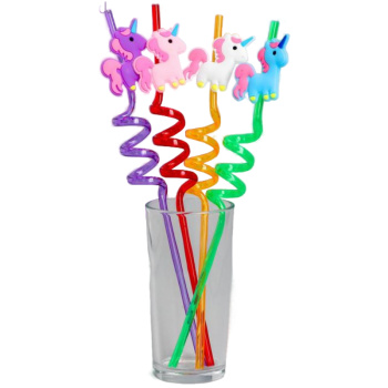 Трубочки из пластика Единорог, набор 4 шт