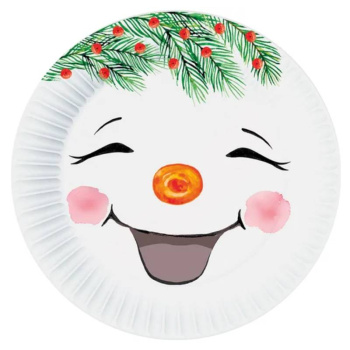 Набор бумажных тарелок Снеговички, 6 шт d 180 мм