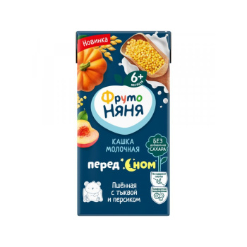 Каша ФрутоНяня жидкая Молочная пшенная,тыква,персик БЗМЖ, 200мл