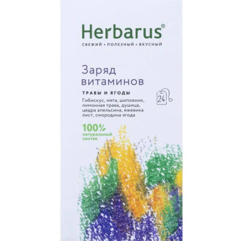 Чайный напиток Herbarus, Заряд витаминов, 24 пакетика