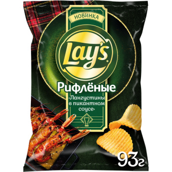 Чипсы Лейс рифленые Лангуст в пикантном соусе, 93г 