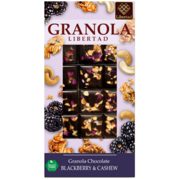 Шоколад горький Granola Libertad с гранолой ежевикой и кешью 70% какао, 80г
