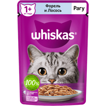 Влажный корм Whiskas для кошек рагу с форелью и лососем, 75г
