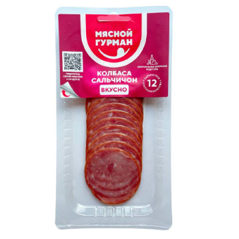 Колбаса сыровяленая Сальчичон Мясной Гурман нарезка, 100г