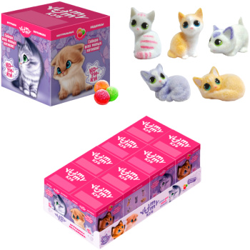 Карамель монпансье Котики ассорти в коробочке с игрушкой, 10г