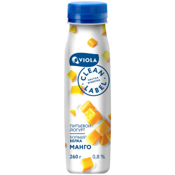 Йогурт питьевой Viola Clean Label с манго 0,8%, 260г