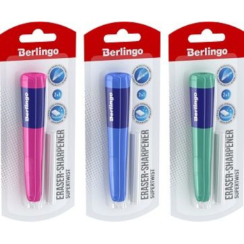 Точилка пластиковая с ластиком Berlingo Supertwist 1 отверстие