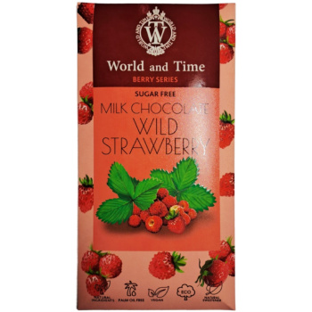 Шоколад молочный World and Time без сахара с земляникой, 65г