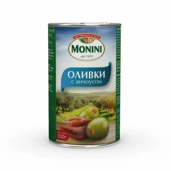 Оливки Монини c анчоусом, 300г