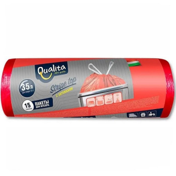 Пакеты для мусора Qualita 35л 15шт с завязками