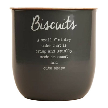 Банка для сыпучих продуктов Biscuits Каса Перфекто, с бамбуковой крышкой, серая, 15×15,5 см, 2,3л