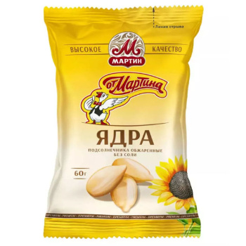 Семечки От Мартина, очищенные, обжаренные, премиум, без соли, 60гр