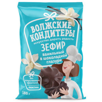 Зефир Ванильный в шоколадной глазури Волжские кондитеры, 180г