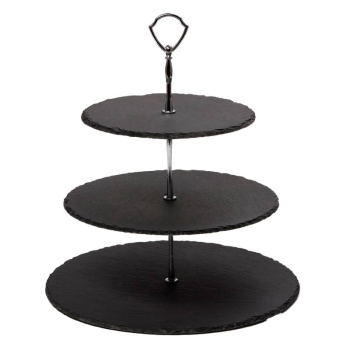 Блюдо из сланца Magistro Valley, 3 яруса, цвет чёрный