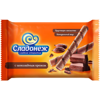Вафельные трубочки Сладонеж с шоколадным кремом, 175г