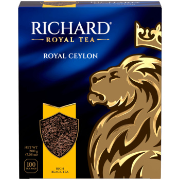 Чай чёрный Richard Royal Ceylon, цейлонский байховый, 100 пакетиков