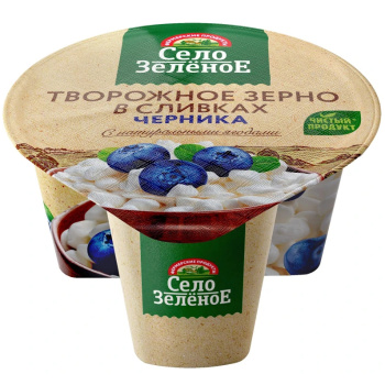 Творожное зерно в сливках Черника Село Зеленое 5% 130г БЗМЖ