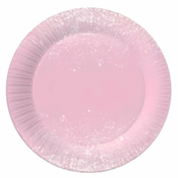 Набор бумажных тарелок Мерцающий розовый, 6 шт, d 230 мм