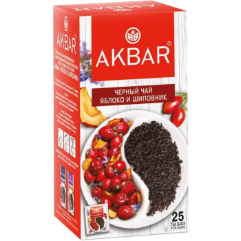 Чай черный Акбар яблоко шиповник шалфей 25пак