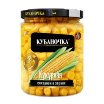 Кукуруза Кубаночка сахарная в зёрнах, 260г 