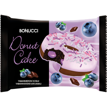 Пирожное Bonucci Donut Cake бисквитное глазированное с начинкой голубика, 40г  