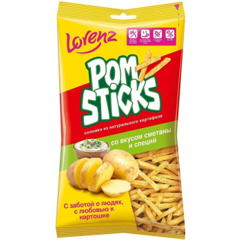 Картофельные чипсы соломкой Pomsticks со вкусом сметаны и специй, 100г