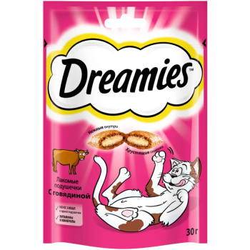 Лакомство для кошек Dreamies Подушечки с говядиной, 30г