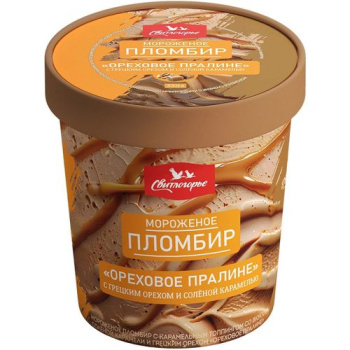 Мороженое пломбир Свитлогорье Ореховое пралине БЗМЖ, 330г