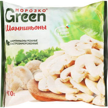 Шампиньоны резаные Морозко Green, 400г