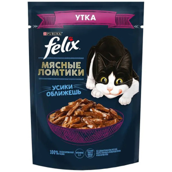 Корм Феликс для кошек Мясные ломтики утка, 75г